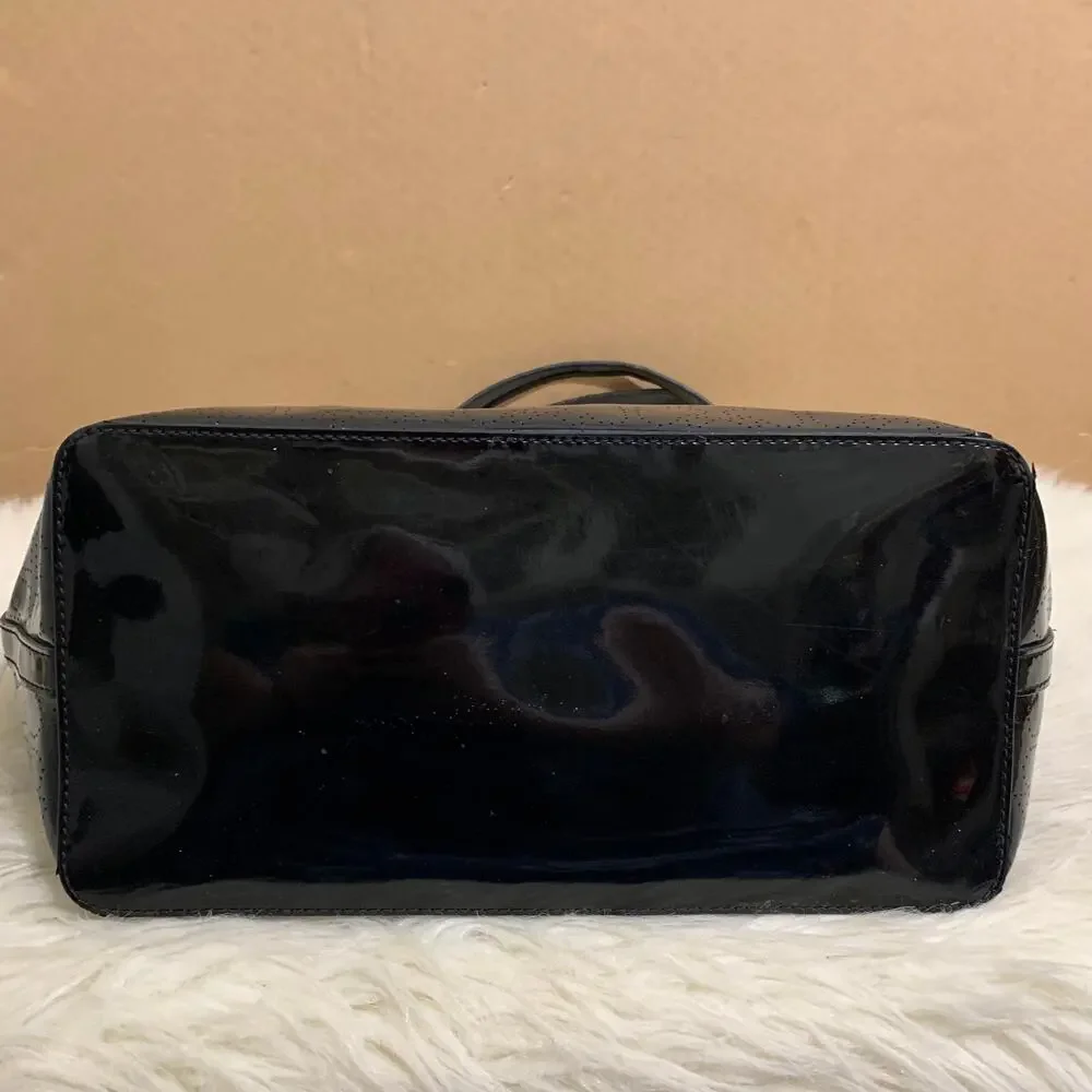 KATE SPADE HARMONY Metro Black Vinyl Perforated Heart Pattern Tote